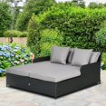 thumbnail image 2 of Outsunny Outdoor Rattan Double Lounge, 2-Person Wicker Daybed, Grey, 2 of 10