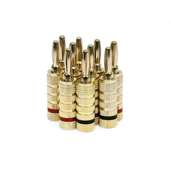 Monoprice High Quality Gold Plated Speaker Banana Plugs – 5 Pairs – Closed Screw Type, For Speaker Wire, Home Theater, Wall Plates And More