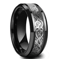 thumbnail image 1 of Fashion 8mm Men's Stainless Steel Celtic Dragon Ring Inlay Red Green Black Carbon Fiber Ring Wedding Band Charm Jewelry Gifts, 1 of 5