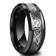 thumbnail image 1 of Fashion 8mm Men's Stainless Steel Celtic Dragon Ring Inlay Red Green Black Carbon Fiber Ring Wedding Band Charm Jewelry Gifts, 1 of 5