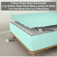 thumbnail image 2 of 6 Piece Sheet has Zipper Sheet Set, Twin XL Size 12 Inch Deep Pocket, 800 TC, Stripe Aqua Blue Color., 2 of 9