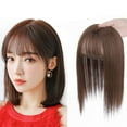 thumbnail image 3 of SSKFHGI Light Brown 25cm Wig Female Long Hair Top Hair Piece Air Bangs Hair Piece Top Cover White Hair Natural Simulation Hair Replacement Block, 3 of 8