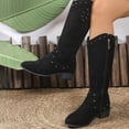 thumbnail image 5 of Fnooota Women's Knee High Boots, Block Heel Pointed Toe Side Zipper Non Slip Fall Winter Shoes Black Size 9, 5 of 5