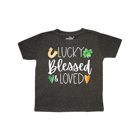 

Inktastic Lucky Blessed and Loved Horseshoe Clover Hearts Gift Toddler Boy or Toddler Girl T-Shirt