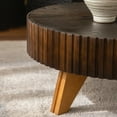 thumbnail image 5 of Hassch 35.4" Round Coffee Table, Retro Low Center Table for Living Room Home Office, Brown, 5 of 7