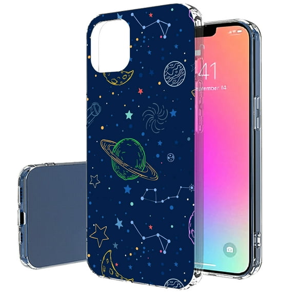 TalkingCase Slim Case for Apple iPhone 14, Slim Thin Gel Tpu Cover, Stars Planets 12 Print, Light Weight, Flexible, Soft, Anti-Scratch, Printed in USA