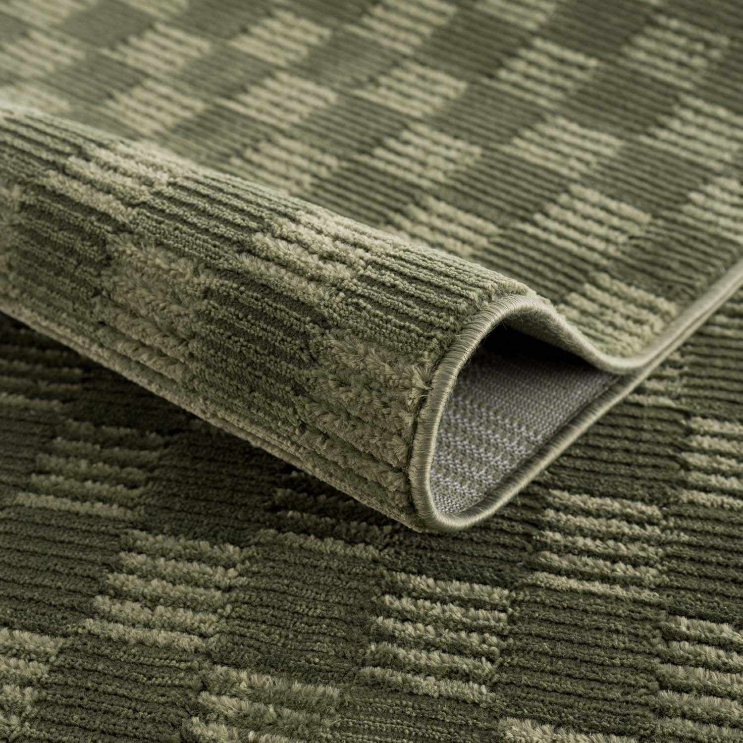 Hauteloom Truls Machine Washable Contemporary Area Rug - Modern Geometric Checkered Carpet for Living Room, Bedroom - Green - 5'3" x 7'
