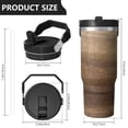 thumbnail image 4 of 30oz Tumbler with Handle, Insulated Stainless Steel Cup with Flip Straw Lid, Leak-Proof & Cup Holder Friendly for Travel and Sports ,Wood Print, 4 of 6