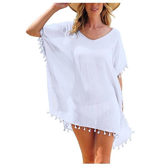 Maillot de Bain Femme Robe de Plage Maillot de Bain Été Mini Robe Ample Solide Paréo