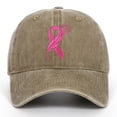 thumbnail image 2 of AJGRHE Unisex Cancer Publicity Ribbon Embroidered Baseball Caps Outdoor Sports Hop Denim Washed Hats Adjustable Daily Leisure Khaki One Size, 2 of 4