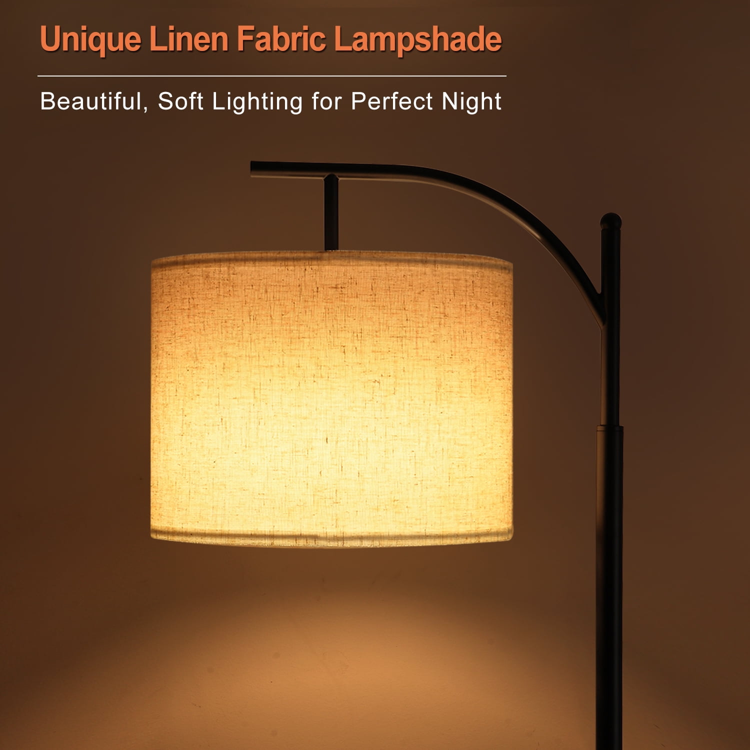 Coliware Arc Floor Lamp with 3 Color Temperatures Bulb, Modern Arched Standing Lamp with Foot Switch & Dimmable Bulb, Tall Pole Floor Lamp for Living Room Bedroom Office