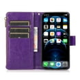 thumbnail image 6 of Allytech iPhone 12 Pro Max Wallet Case, 9 Cards Holder Zipper Wallet Case for Women Men Shockproof Hand Strap Full Protective Flip Stand Case Cover for  Apple iPhone 12 Pro Max - Purple, 6 of 8