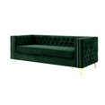 thumbnail image 3 of Posh Living Levi Tufted Velvet 3-Seat Sofa with Nailhead Trim in Hunter Green, 3 of 8