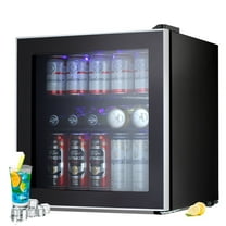 WAA Glass Door Beverage Refrigerator Cooler, Mini Fridge