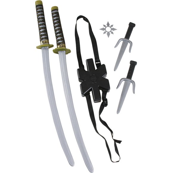 Ninja Double Toy Sword Set Weapon Kit Adult Child Warrior Japanese Samurai