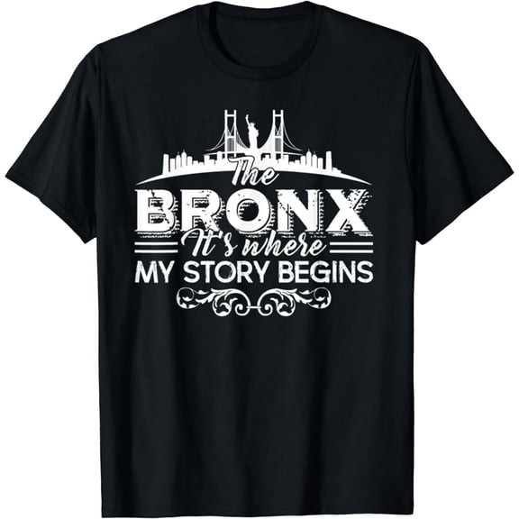 Bronx New York Story Begins City Skyline Unisex Short Sleeve Graphic T-Shirt