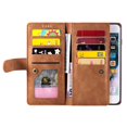 thumbnail image 3 of Dteck Wallet Case For iPhone 7 Plus / 8 Plus, Matte PU Leather Case Built-in 9 Card Slots Zipper Purse Flip Cover With Hand Strap, Brown, 3 of 9