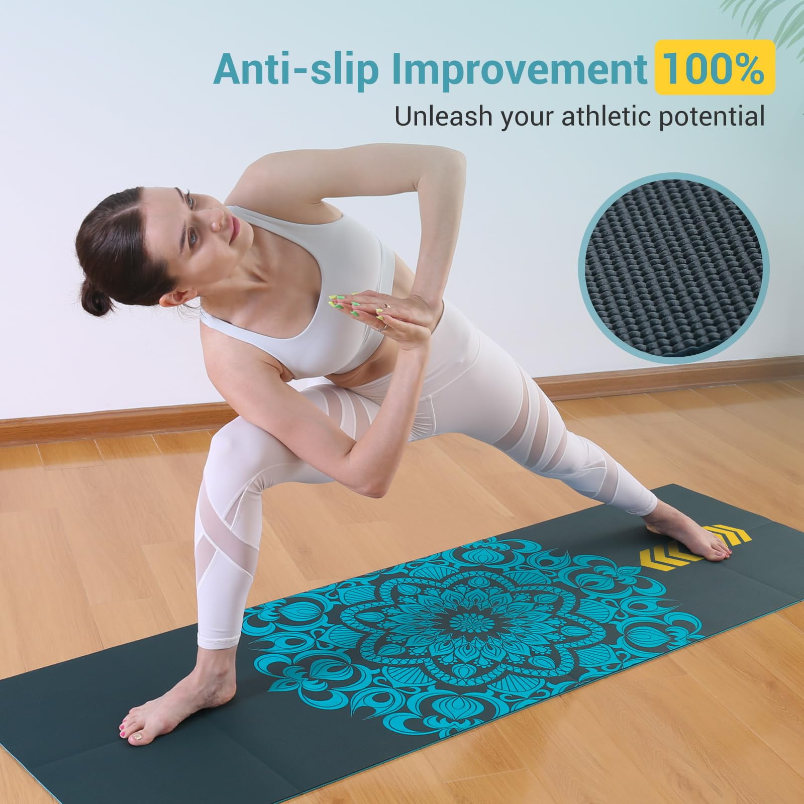 Avoalre Yoga Mat, Foldable 72" x 24" x 1/5" Thick Yoga Mat for Workout Fitness Pilates Stretching with Bag, Double Sided Non-Slip