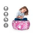 thumbnail image 2 of Spring Storage Toy Bag Chair, Shabby Lotus Flower Bouquets Romantic Feminine Zen Blossoms Leaf Graphic, Stuffed Animal Organizer Washable Bag, Large Size, Mauve Pink and Magenta, by Ambesonne, 2 of 3