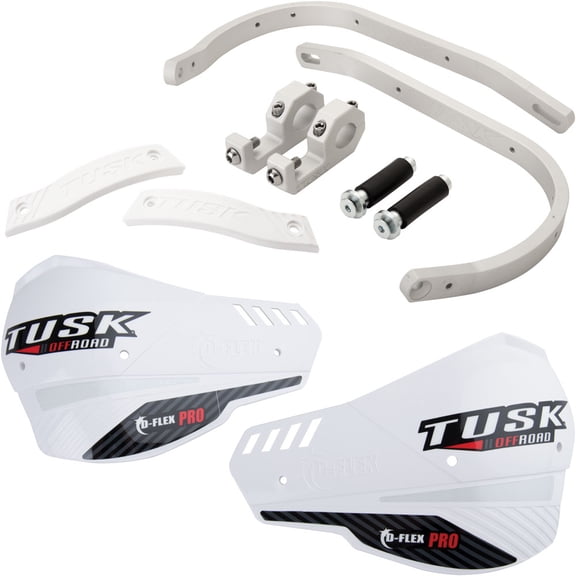 Tusk D-Flex Pro Adventure Handguards Silver Bar/White Plastics 1 1/8" Bars for Suzuki DR650SE 1992-1994,1996-2009,2011-2014