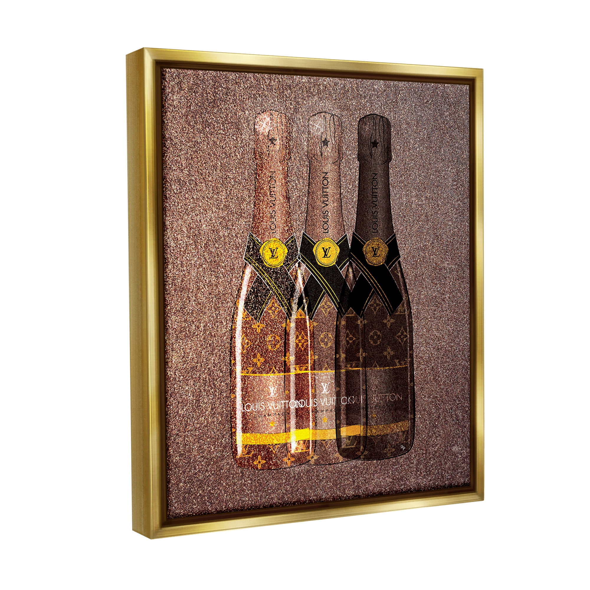 Stupell Industries Abstract Brown Wine Bottles Food & Beverage Painting Gold Floater Framed Canvas Art Print Wall Art, 25 x 31