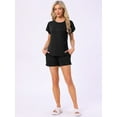 thumbnail image 2 of DARING DIVA Lounge Set Flounce Pajama Set Soild Sleepwear Top 2XL Black, 2 of 7
