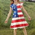 thumbnail image 4 of SGFCWSX Girls Summer Dresses 4th of July American Flag Patriotic Ruffle Sleeve Casual Tiered A-Line Teens Dress Multicolor Size 13-14 Years, 4 of 8