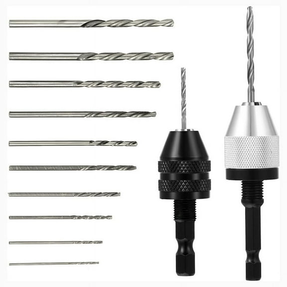 Keyless Drill Chuck Bit, 2Pcs Drill Chuck Adapter with 10Pcs Drills,1/4 Inch Hex Shank Drill Chuck Fast Change Converter