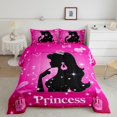 thumbnail image 2 of Erosebridal Princess Bling Bedding Sets Full with Comforter,Glitter Crown Duvet Insert,Pink Black,Reversible,Super Cozy,3 Pieces, 2 of 7