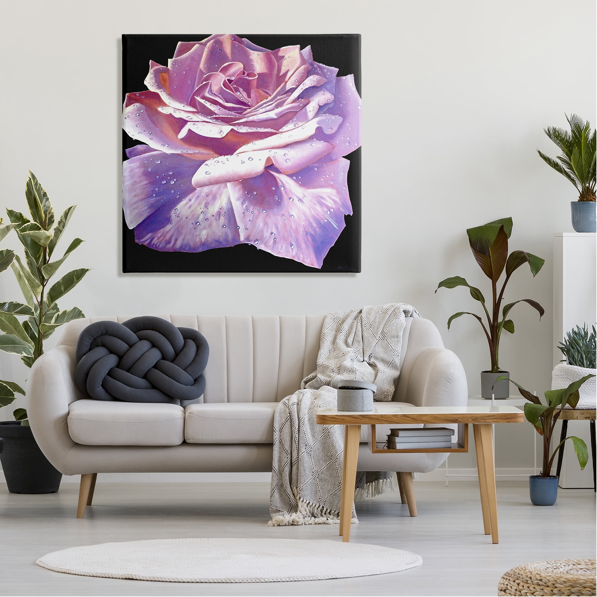 Stupell Industries Lush Pink Rose Petals Flower Water Droplets Painting Gallery Wrapped Canvas Print Wall Art, Design by Alan Weston