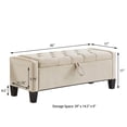 thumbnail image 6 of GZXS 45" Linen Upholstered Storage Ottoman Bench with Tufted Padded Seat, Hidden Compartment, and Side Pocket, for Entryway, Foyer, Bedroom or Living Area, Beige, 6 of 9