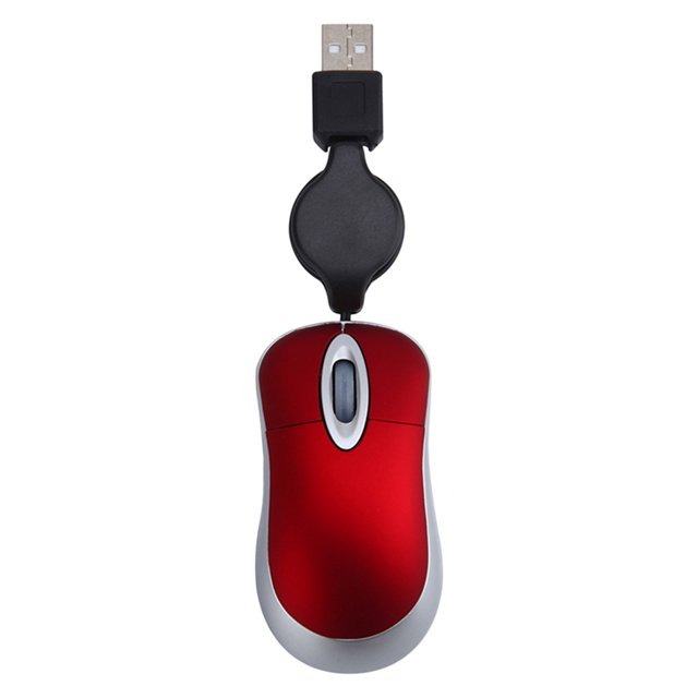 EeaseMX Creative USB Cableado con cable Mini Telescópico Ratón Portátil Mouse Ratón portátil (rojo)