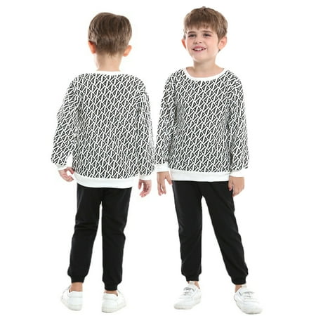 

KYAIGUO Baby Boys Sweatshirt Tracksuit Outfit 2PCS Fall Winter Toddler Clothing Set Crewneck Print Sweatsuit Long Sleeve Tops Sweatpants Two-Piece Set 3M -5Y
