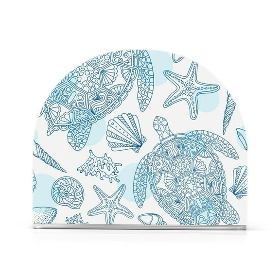 Beach Coastal Seastars Turtle Acrylic Napkin Holder Tissue Paper Clear Tabletop Dispenser Dining Room Bathroom Party Hotel