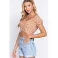 thumbnail image 3 of Short Slv Print Crop Woven Top, 3 of 5