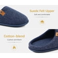 thumbnail image 5 of ONCAI Men's House Slippers Memory Foam Cotton-blend Slip-On Pantuflas Hombres Warm Cozy Scuff Home Bedroom Shoes Indoor/Outdoor Washable Rubber Soles Felt Dark Blue Size 9, 5 of 7