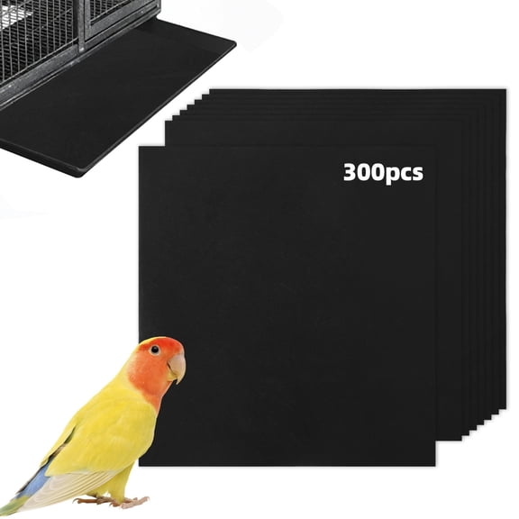 300 PCS Bird Cage Liners, 18 x 20 Inches Large Disposable Bird Cage Liner for Parrots, Macaws, Parakeets, Hamsters, Guinea Pigs, Rabbits, Black