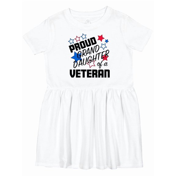 Inktastic Proud Granddaughter of a Veteran Veterans Day Girls Toddler Dress