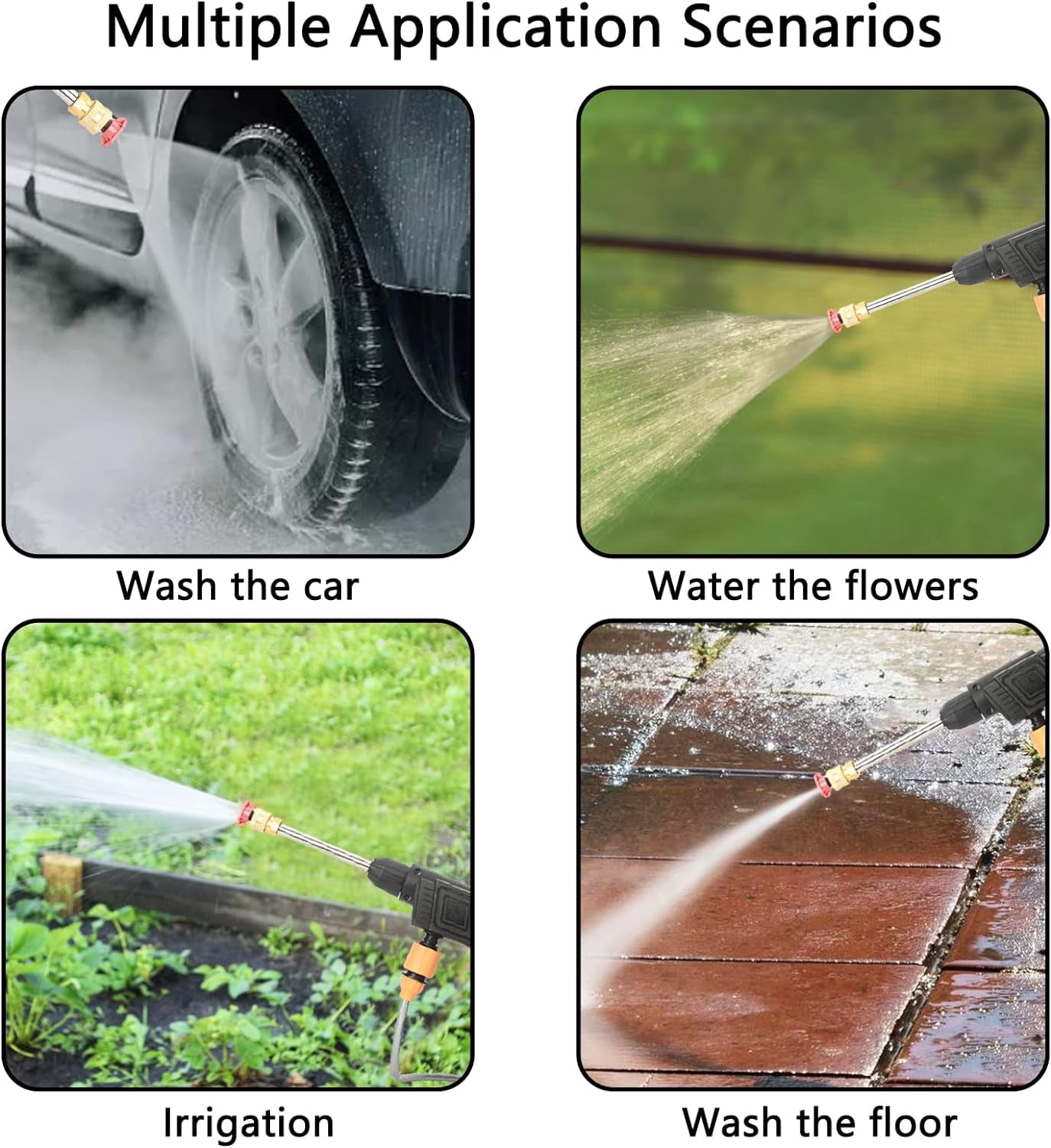Electric Power Washer Cordless Multifunction Nozzle Battery-Powered Copper Motor 24V Pressure Washer Kit for Car