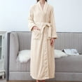 thumbnail image 6 of WCJM Womens Long Robe Women's Double Pocket Flannel Bathrobe Soft and Warm Double Faced Velvet Bathrobe Pajamas and Home Wear Bathrobe Robe Khaki 2XL, 6 of 6