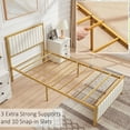 thumbnail image 6 of VECELO Twin Size Metal Platform Bed Frame, Modern Upholstered Bed Frame with Velvet Tufted Headboard and Footboard, No Box Spring Needed, Gold & Beige, 6 of 7