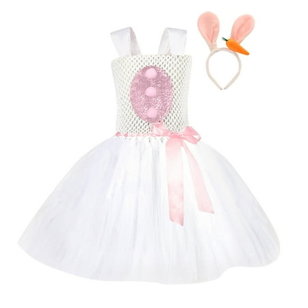 

Toddler Girls Dress Pink Easter Bunny Princess Cute Rabbit Ears Party Mesh Baby Cute Cartoon Soft Spring Summer Casual Gifts To Child Kids Clothes