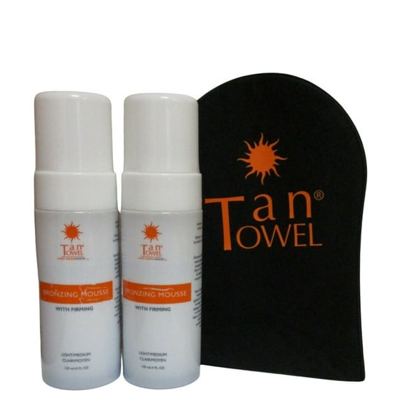 Tan Towel Looks Good Naked Bronzing Mousse4 ox 2 Pack with Mitt