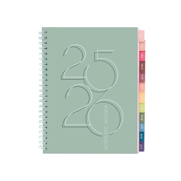 Rileys Academic Planner 2025-2026, Daily, Weekly & Monthly Planner, July 2025 - June 2026, Student Notes Pages, Twin-Wire Binding, Weekly Agenda for School & Work (8 x 6-Inches, Green, Deco)