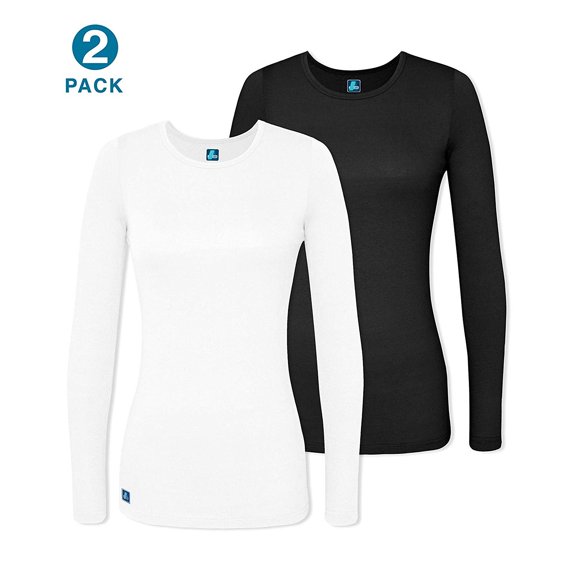 Adar Underscrubs for Women 2 Pack - Long Sleeve Underscrub Comfort Tee