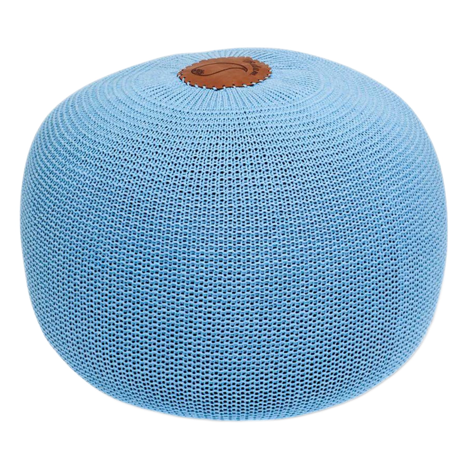 Pouf Ottoman Foot Rest Chair Light Gray Soft Chunky Knit Cover Boho