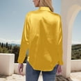 thumbnail image 4 of Satin Blouses for Women Casual Long Sleeve Button Down Silk Shirts Dressy Business Work Tunic Top, 4 of 5