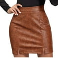 thumbnail image 2 of Mrat Bubble Skirt Fashion Women Casual Comfortable Solid Color High Zipper Vent Skirt Bubble Skirt S-175 Brown XL, 2 of 7