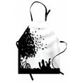 thumbnail image 1 of Black and White Apron Silhouette of a Girl with Bike Reading a Book under a Tree in Fall, Unisex Kitchen Bib Apron with Adjustable Neck for Cooking Baking Gardening, Black and White, by Ambesonne, 1 of 3