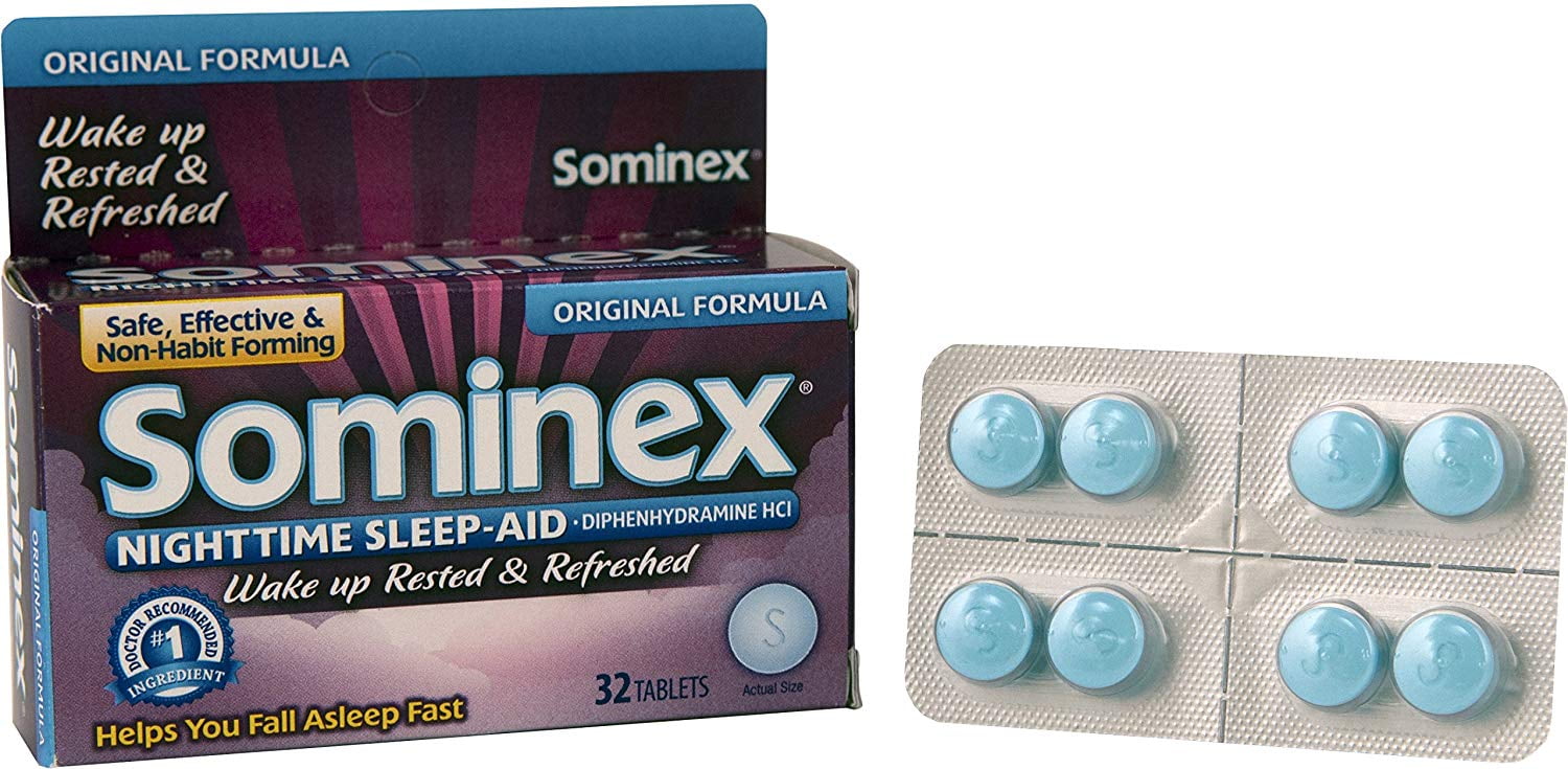 2 Pack Sominex Nighttime SleepAid Tablets Original Formula 32 count